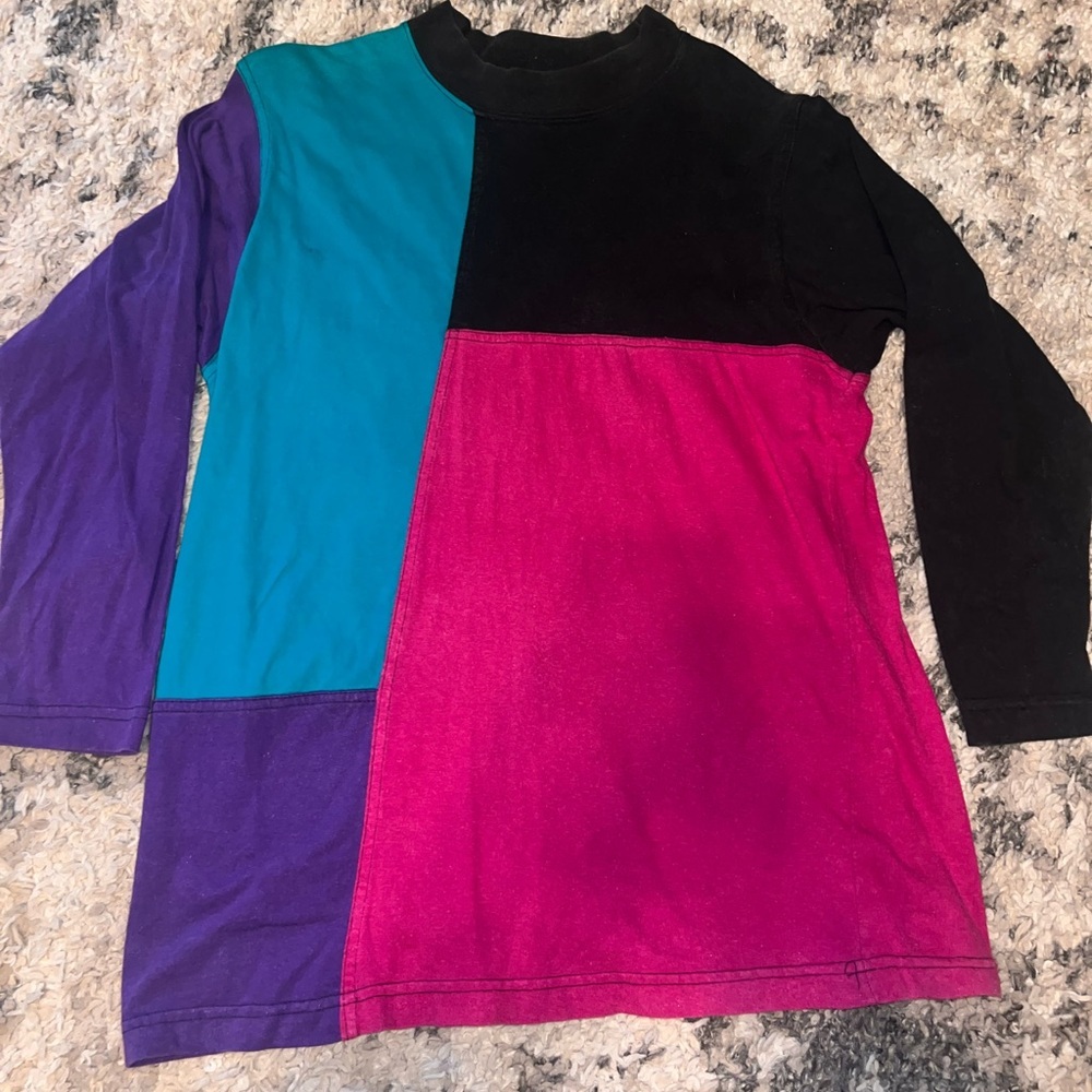 Vintage Caren sport colorblock 3/4 Sleeve Top